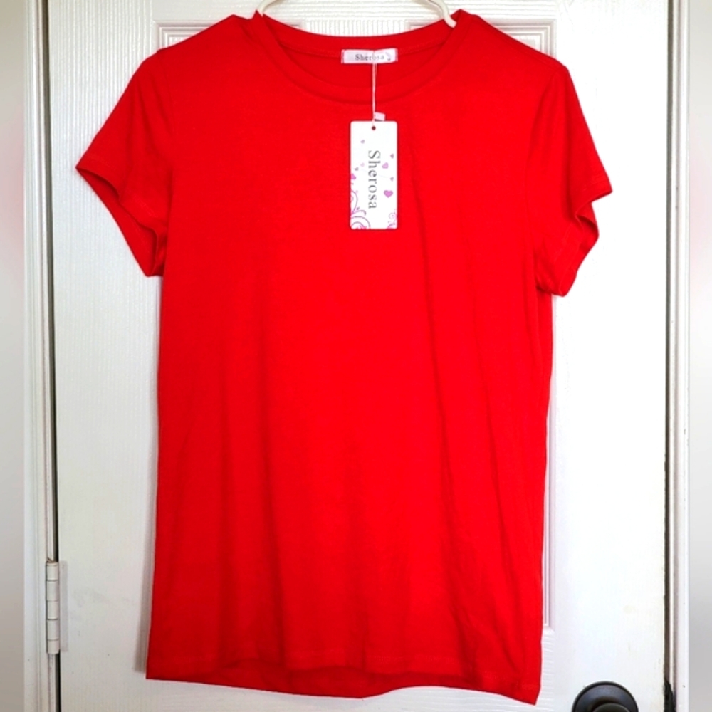 🌟Sherosa basic short sleeve red tee, M
